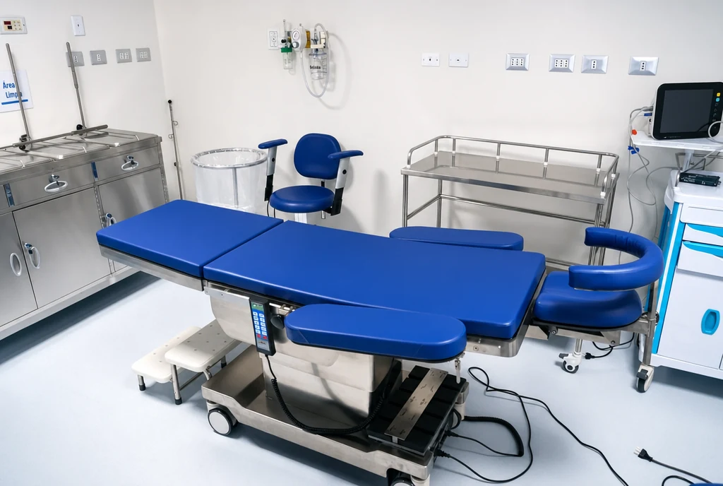 Sala de procedimientos con mesa quirúrgica